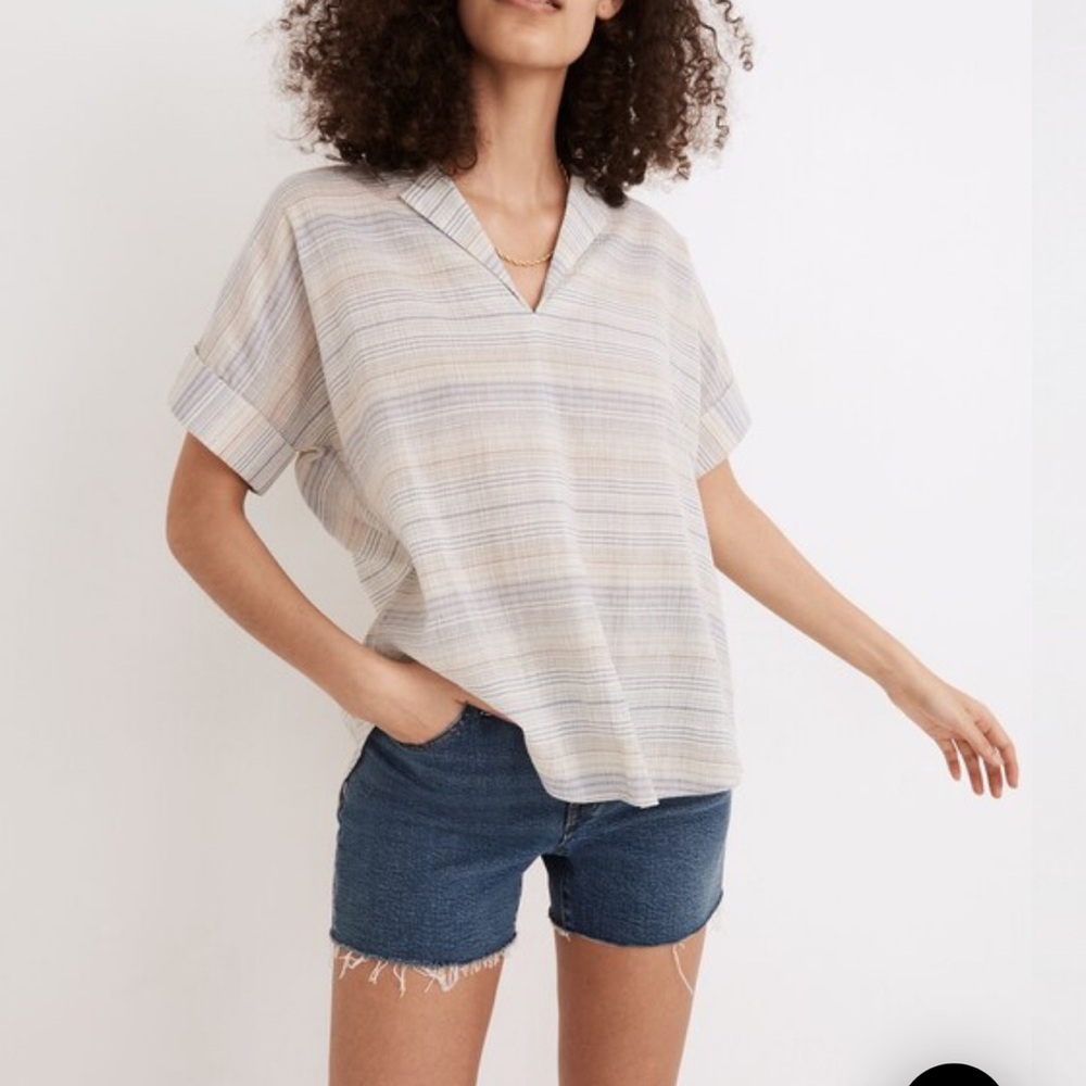 Madewell Crinkle Hayden Popover Top in Stripe